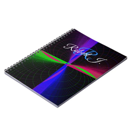 Four-Way Geometric Wave Spiral Notebook ノートブック (左側)