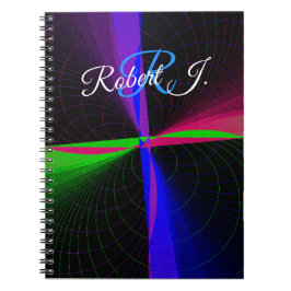 Four-Way Geometric Wave Spiral Notebook ノートブック