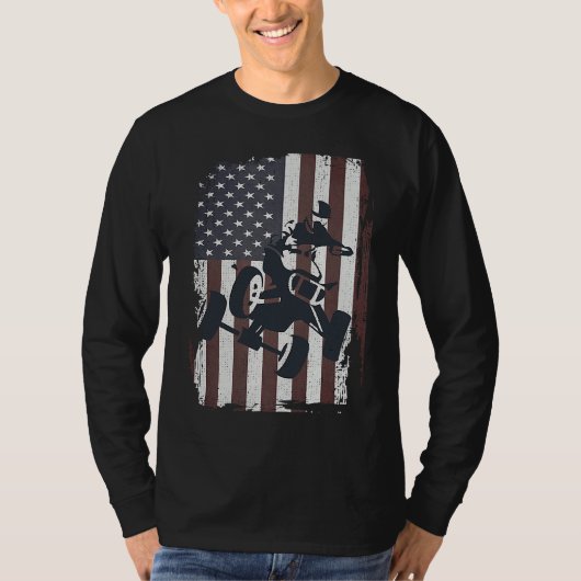 Four Wheeler ATV Quad Racing Rider USA American Fl Tシャツ (正面)