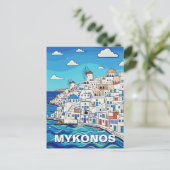 Four Windmills in Mykonos Greece Cyclades Travel ポストカード (スタンド正面)