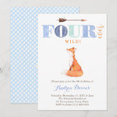 FOURever wild fox 4th birthday招待状for boy 招待状 (正面/裏面)