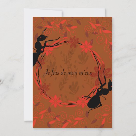 fourmi, affirmation positive ,phrase inspirante 招待状 (正面)