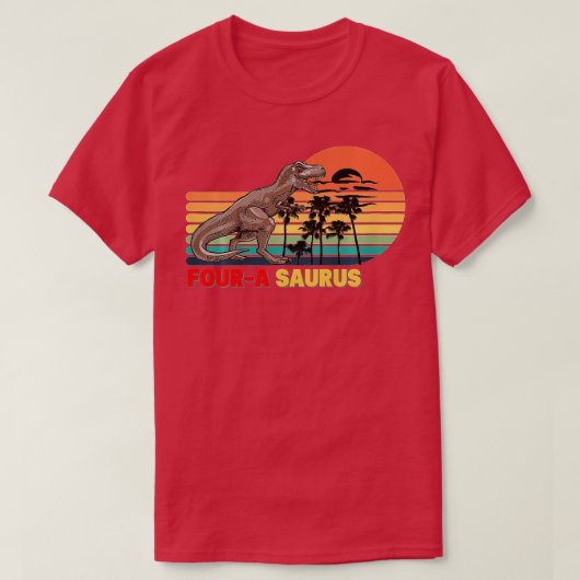 FoursaSaurus誕生日TRex 4歳Dino 4th Tシャツ (デザイン正面)