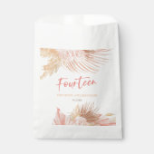 Fourteen Boho Pink Floral 14th Birthday Party フェイバーバッグ (正面)