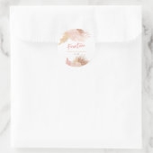 Fourteen Boho Pink Floral 14th Birthday Party ラウンドシール (バッグ)