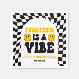 Fourteen Is A Vibe Retro 14th Birthday Party スタンダードカクテルナプキン