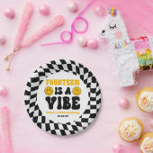Fourteen Is A Vibe Retro 14th Birthday Party ペーパープレート (パーティー)