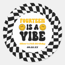 Fourteen Is A Vibe Retro 14th Birthday Party ラウンドシール
