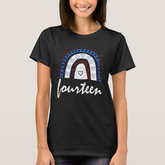 Fourteen Year Old Rainbow 14th Birthday For Girls  Tシャツ (正面)