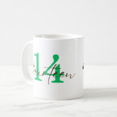 Fourteenth 14 Year Anniversary Personalization コーヒーマグカップ (正面左)