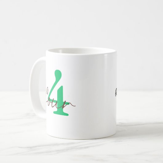 Fourth 4 Year Anniversary with Personalization コーヒーマグカップ (正面左)