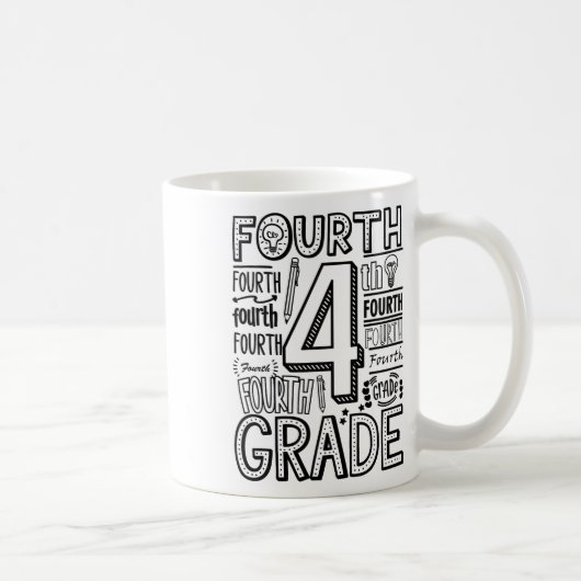 Fourth 4th Grade Typography Back To School  コーヒーマグカップ (右)