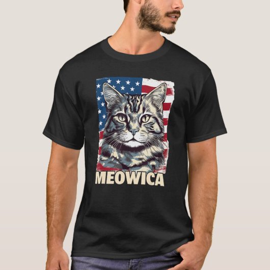 Fourth 4th of July Cat American Flag America Patri Tシャツ (正面)