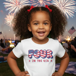 Fourth Birthday Party Patriotic USA Flag July 4th トドラーTシャツ