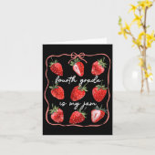 Fourth Grade Is My Jam Strawberry Coquette Back To カード (黄色い花)