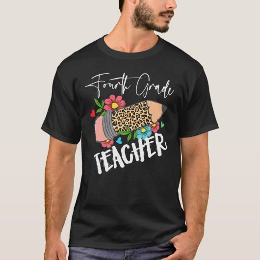 Fourth Grade Leopard Pencil 4th Day Of School Teac Tシャツ (正面)