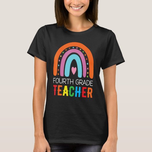 Fourth Grade Rainbow Girls Boys Teacher Team 4th G Tシャツ (正面)