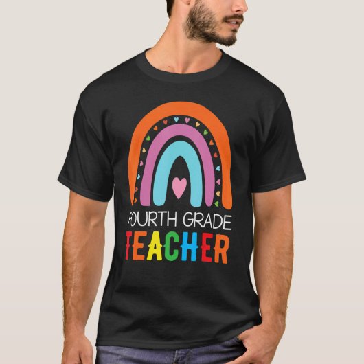 Fourth Grade Rainbow Girls Boys Teacher Team 4th G Tシャツ (正面)