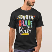 Fourth Grade Rocks 4th Back To School Teacher Stud Tシャツ (正面)