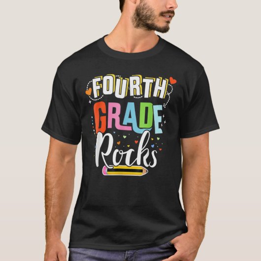 Fourth Grade Rocks 4th Back To School Teacher Stud Tシャツ (正面)