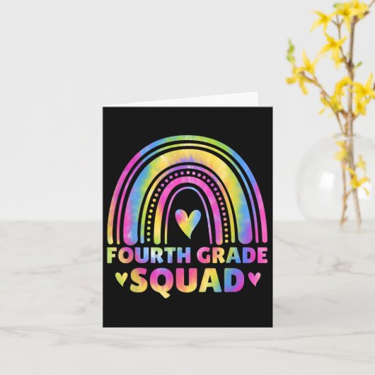 Fourth Grade Squad Teacher Tie Dye Back To School カード (黄色い花)