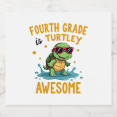 Fourth Grade Turtle-y Awesome First Day of Fourth  スパークリングワインラベル (シングルラベル)