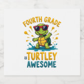 Fourth Grade Turtle-y Awesome First Day of Fourth  スパークリングワインラベル (シングルラベル)