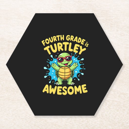 Fourth Grade Turtle-y Awesome First Day of Fourth  ペーパーコースター (正面)