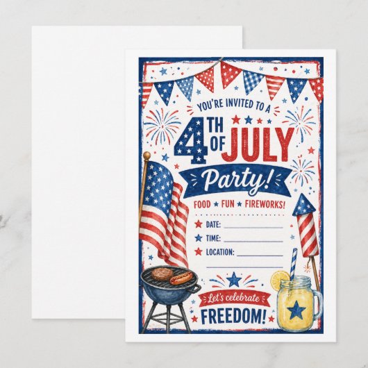 Fourth of July 招待状 (正面/裏面)