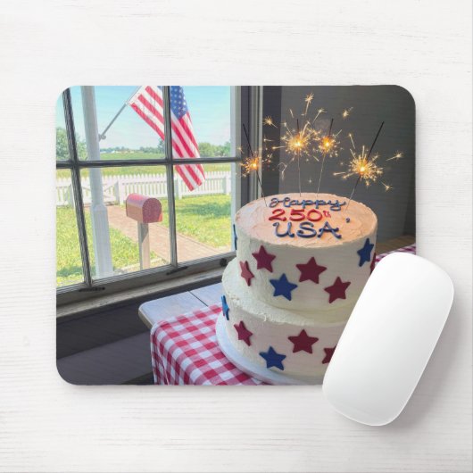 Fourth of July 250th Birthday Cake マウスパッド (マウス)