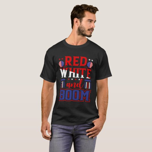 Fourth of July 4th of July Red White and Boom Tシャツ (正面フル)