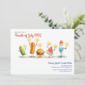 Fourth of July BBQ Mascots | Independence Day 招待状 (スタンド正面)