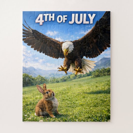 Fourth of July, patriotic eagle and bunny jigsaw p ジグソーパズル (縦)
