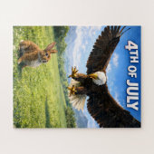 Fourth of July, patriotic eagle and bunny jigsaw p ジグソーパズル (横)