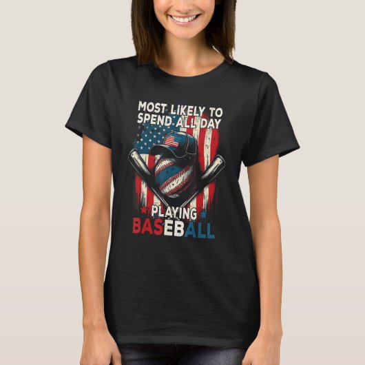 Fourth Of July Quote Baseball Player Retro July 4t Tシャツ (正面)