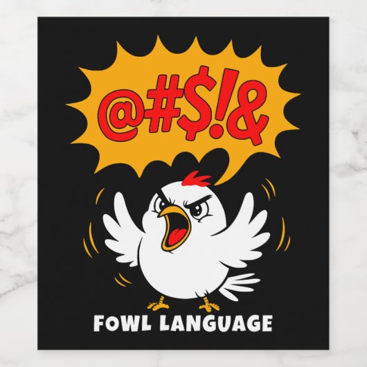 Fowl Language Cartoon Bird ワインラベル (シングルラベル)