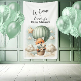 Fox Adventure Balloon Baby Shower Vertical Welcome 横断幕