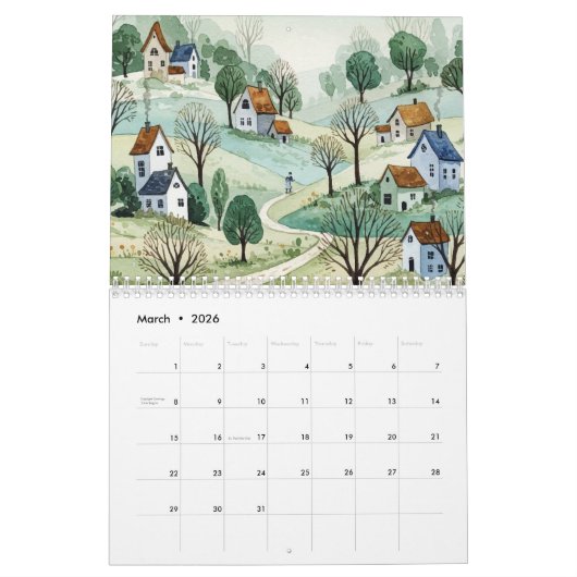 Fox and a butterfly  Calendar カレンダー (3月 2026)