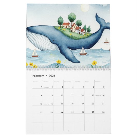 Fox and a butterfly  Calendar カレンダー (2月 2026)