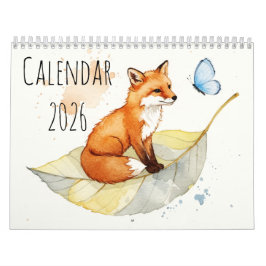 Fox and a butterfly  Calendar カレンダー