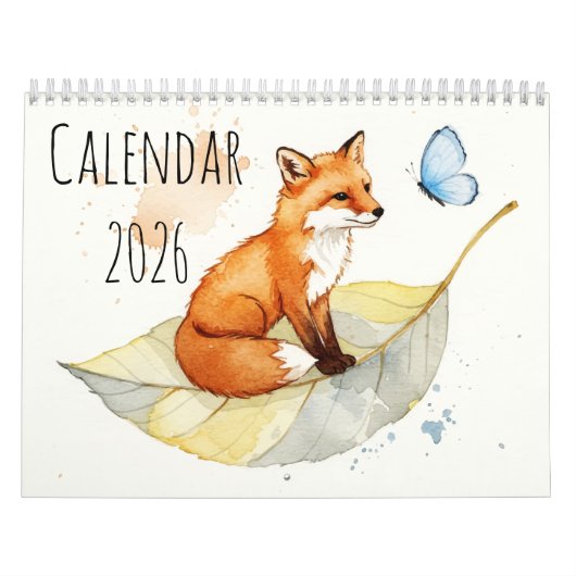 Fox and a butterfly  Calendar カレンダー (カバー)