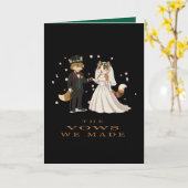 Fox and Cat Wedding Day Illustration カード (黄色い花)
