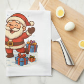 Fox and Santa Christmas Kitchen Towels キッチンタオル (四つ折り)