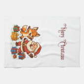 Fox and Santa Christmas Kitchen Towels キッチンタオル (横)