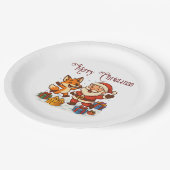 Fox and Santa Christmas Paper Plate ペーパープレート (アングル)