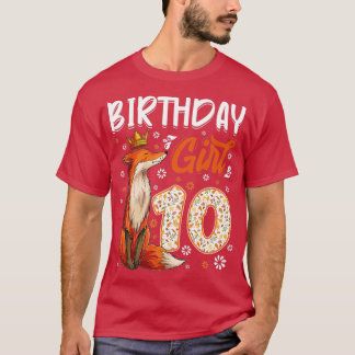 Fox Animal Lovers 10th Birthday Girl Fox Bday 10 y Tシャツ