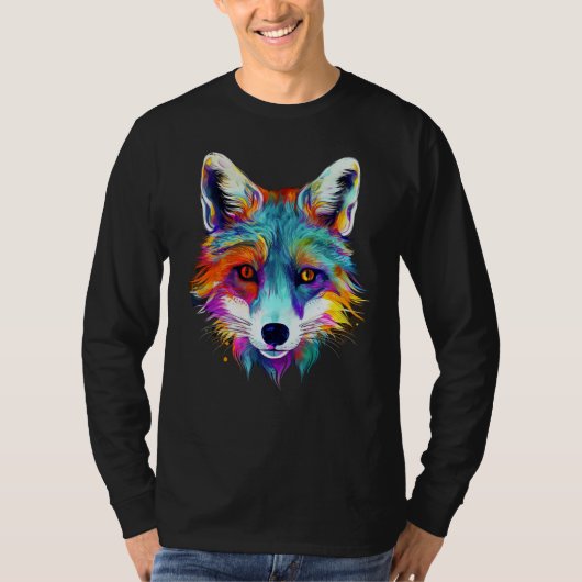 Fox - Animal Motif Art Colourful Animal Fox Tシャツ (正面)
