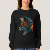 Fox Animal Motif Fantasy Colourful Fox スウェットシャツ (正面)