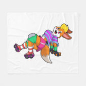 Fox as Inline Skater with Inline Skates フリースブランケット (正面(横))