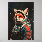 Fox Astronaut Poster, Fox Retro Print, Fox ポスター (正面)